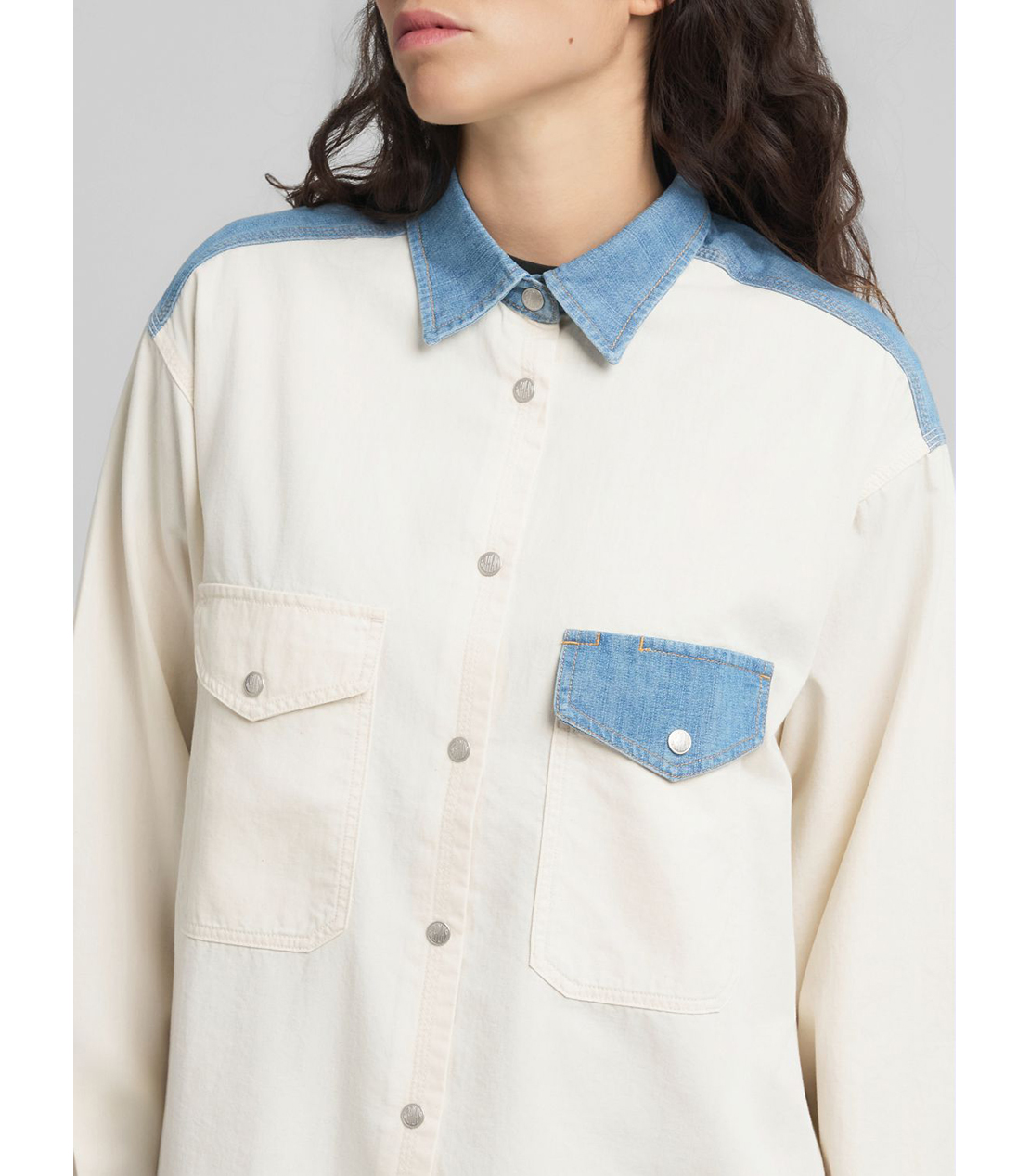 ９ZERO1コットンデニムシャツ 詳細画像 ホワイトブルー 5